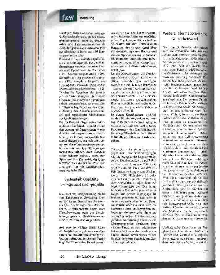 Vorschauseite 3: Qualitätsbericht: Darf es auch mehr sein? Auf was müssen sich die Krankenhäuser 2005 einstellen?