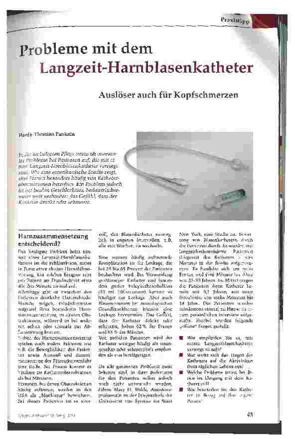 Vorschauseite 1: Probleme mit dem Langzeit-Harnblasenkatheter