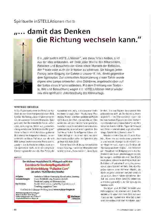 Vorschauseite 1: Spirituelle inSTELLAtionen (Teil 5) ... damit das Denken die Richtung wechseln kann.