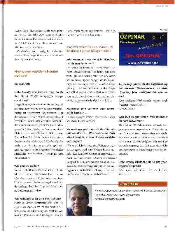 Vorschauseite 2: Stankos Sprechstunde - Nr. 20 Im Gespräch mit Ursula Soffner über ein Leben mit Hörbehinderung