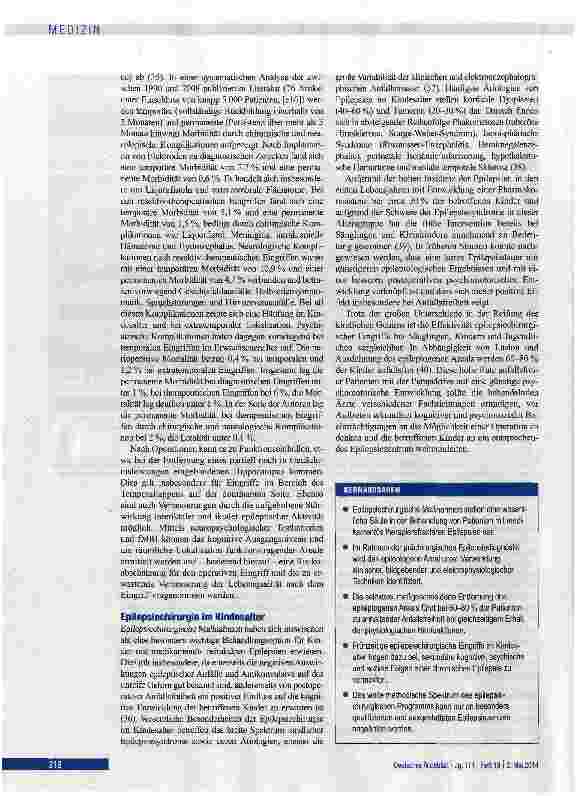 Vorschauseite 6: Prächirurgische Epilepsiediagnostik und operative Epilepsietherapie