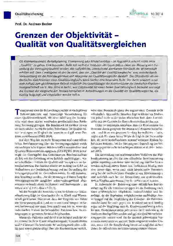 Vorschauseite 1: Grenzen der Objektivität -Qualität von Qualitätsvergleichen