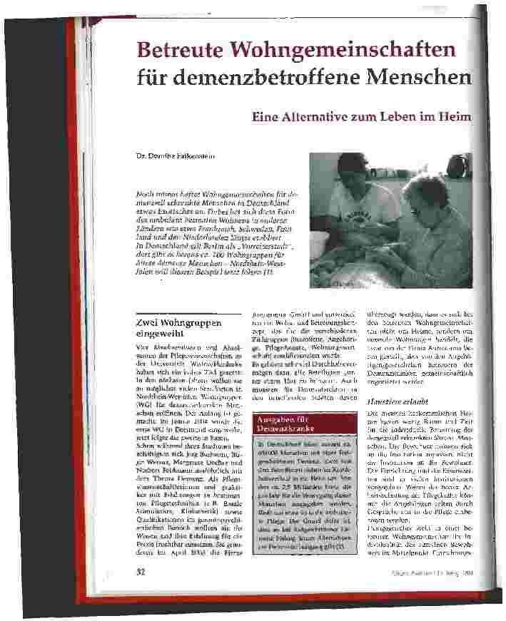 Vorschauseite 1: Betreute Wohngemeinschaften für demenzbetroffene Menschen
