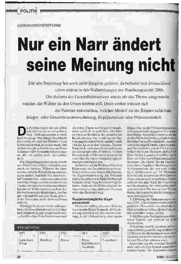 Vorschauseite 1: Nur ein Narr ändert seine Meinung nicht