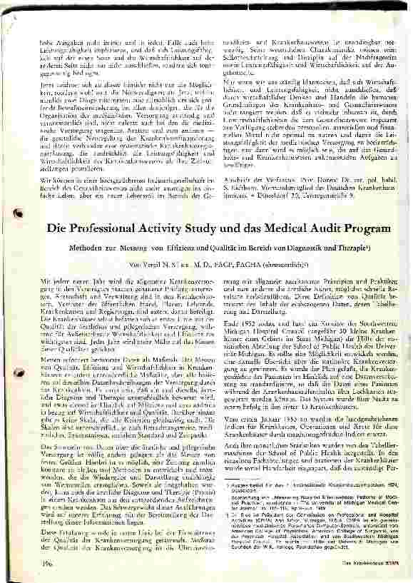 Vorschauseite 1: Die Professional Activity Study und das Medical Audit Programm Methoden z.Messung v. Effizienz und Qualität von Diagnostik u.Therapie
