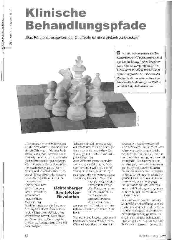 Vorschauseite 1: Klinische Behandlungspfade Das Fürstentumsdenken der Chefärzte ist nicht enfach zu knacken