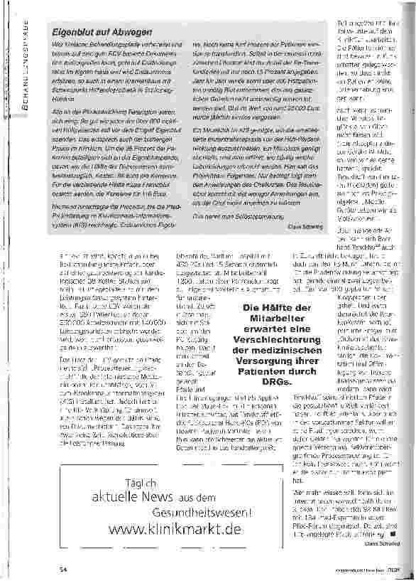 Vorschauseite 3: Klinische Behandlungspfade Das Fürstentumsdenken der Chefärzte ist nicht enfach zu knacken