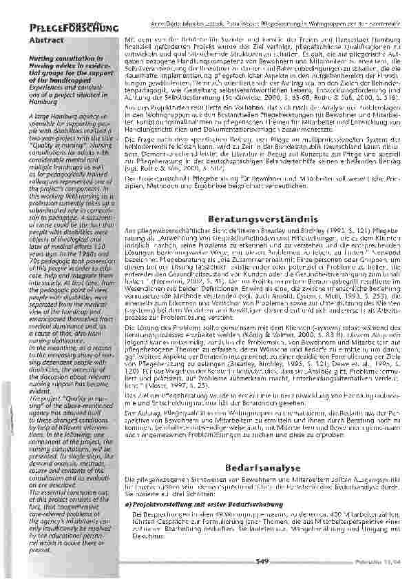 Vorschauseite 2: Pflegeberatung in Wohngruppen der BehindertenhilfeErfahrungen und Erkenntnisse aus einem Hamburger Projekt