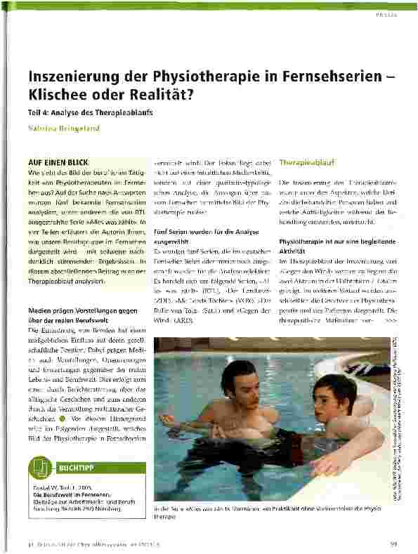 Vorschauseite 1: Inszenierung der Physiotherapie in Fernsehserien Klischee oder Realität? Teil 4: Analyse des Therapieablaufs