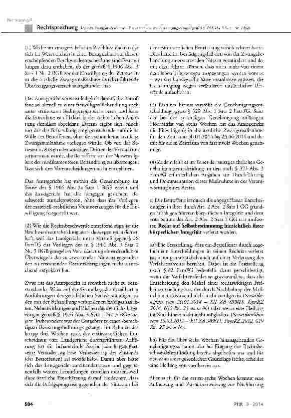 Vorschauseite 5: Ärztliche Zwangsmaßnahmen - Zum erforderlichen Überzeugungsversuch gemäß § 1906 Abs. 3 Satz 1 Nr. 2