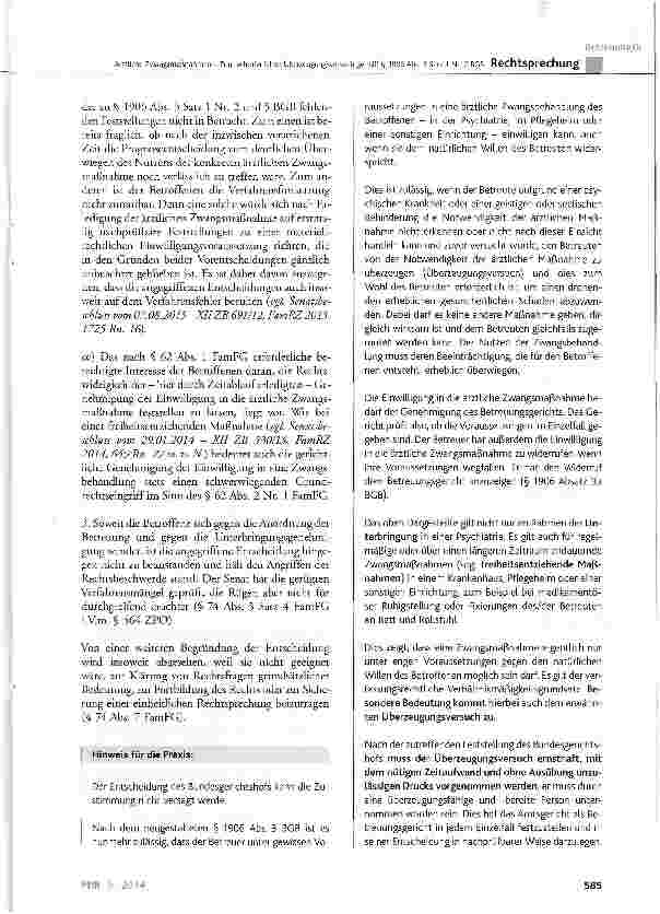 Vorschauseite 6: Ärztliche Zwangsmaßnahmen - Zum erforderlichen Überzeugungsversuch gemäß § 1906 Abs. 3 Satz 1 Nr. 2