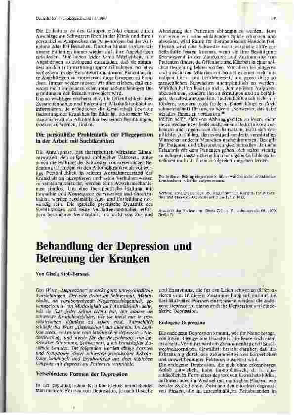 Vorschauseite 1: Behandlung der Depression und Betreuung der Kranken