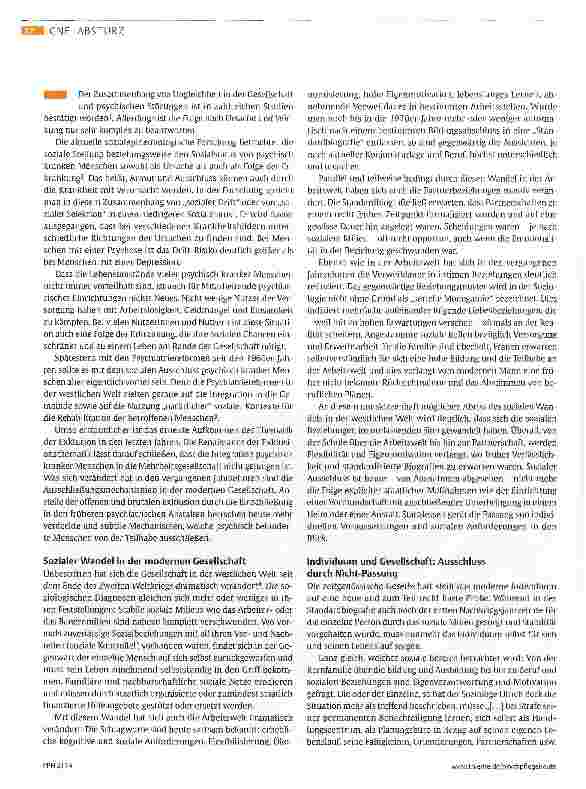 Vorschauseite 2: Sozialer Ausschluss als Folge einer psychischen Erkrankung
