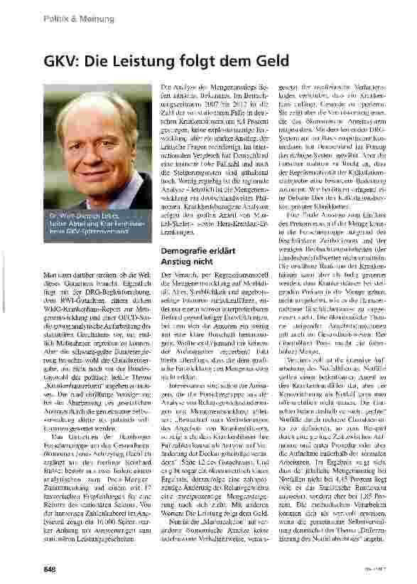 Vorschauseite 1: GKV: Die Leistung folgt dem Geld