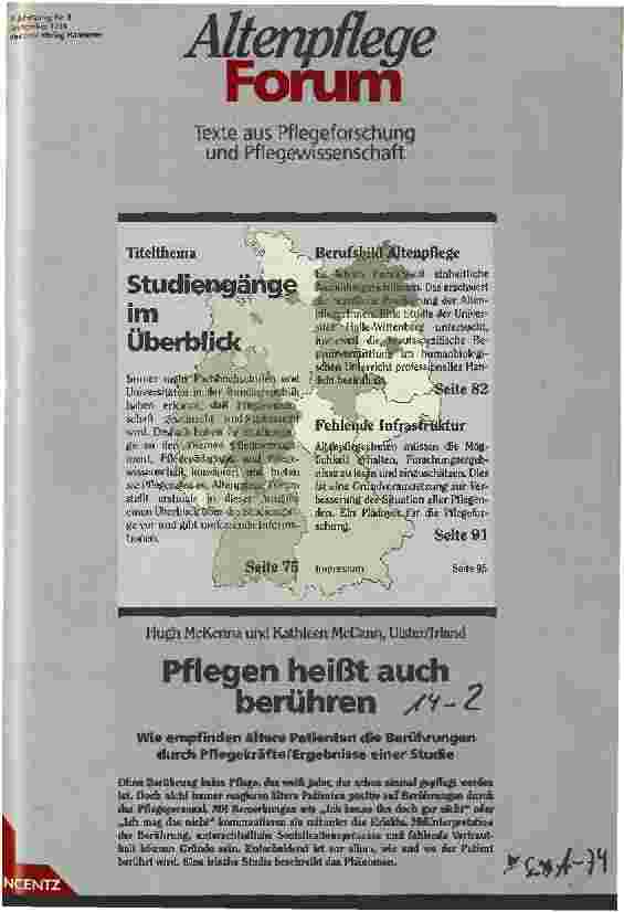 Vorschauseite 1: Pflegen heißt auch berühren Wie empfinden ältere Patienten die Berührungen durch Pflegekräfte/Ergebnisse einer Studie