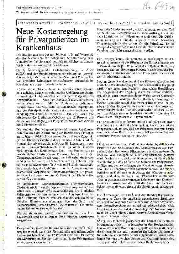 Vorschauseite 1: Neue Kostenregelung für Privatpatienten im Krankenhaus
