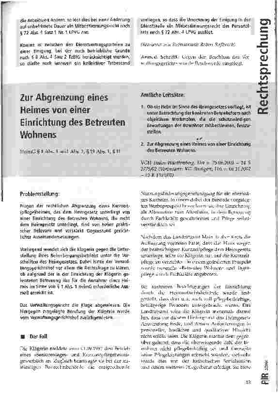 Vorschauseite 5: Regelung der Lage der Arbeitszeit nach dem TzBfG - Mitbestimmungsrecht VG Köln, Beschluss vom 05.11.2003