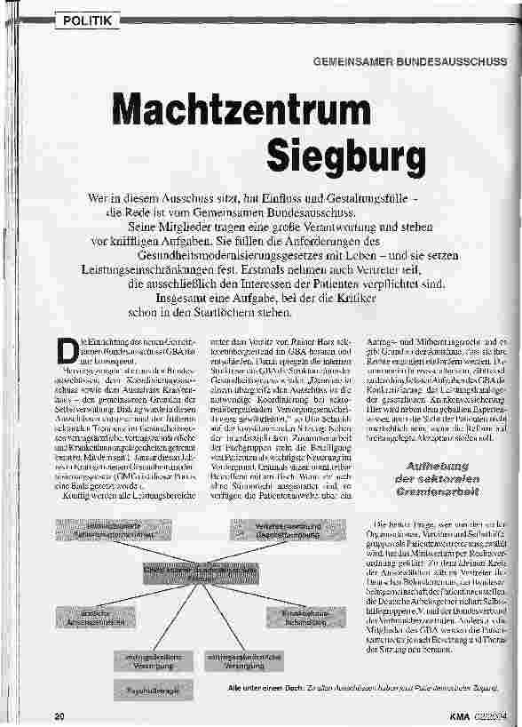 Vorschauseite 1: Machtzentrum Siegburg Gemeinsamer Bundesausschuss