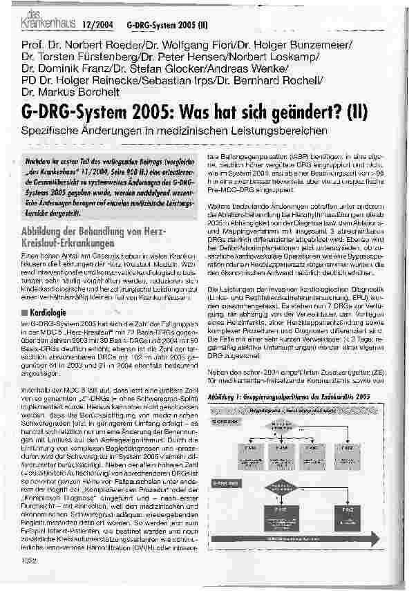 Vorschauseite 1: G-DRG-System 2005: Was hat sich geändert? (II)Spezifische Änderungen in medizinischen Leistungsbereichen
