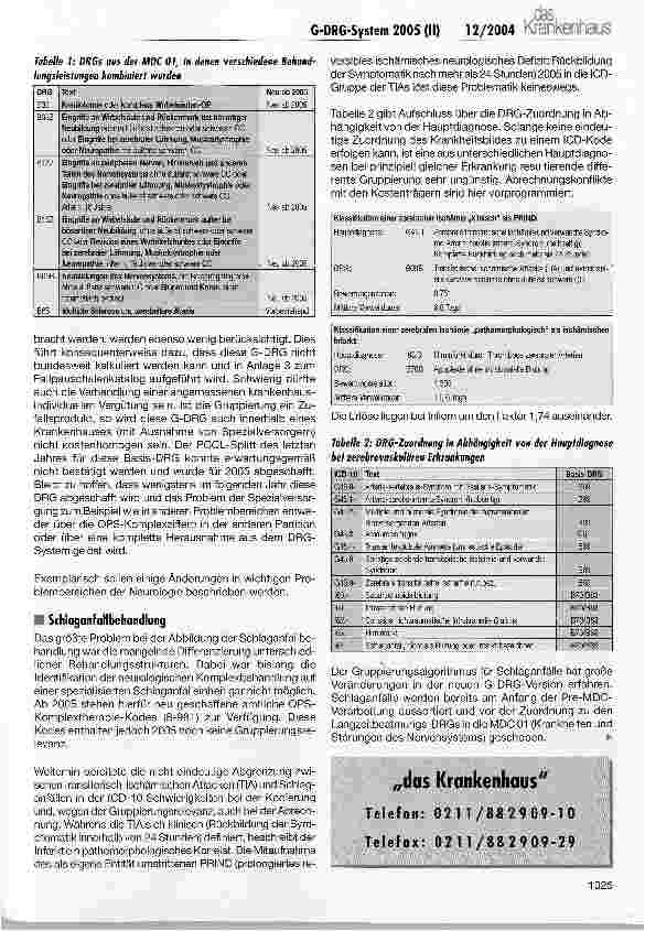 Vorschauseite 4: G-DRG-System 2005: Was hat sich geändert? (II)Spezifische Änderungen in medizinischen Leistungsbereichen