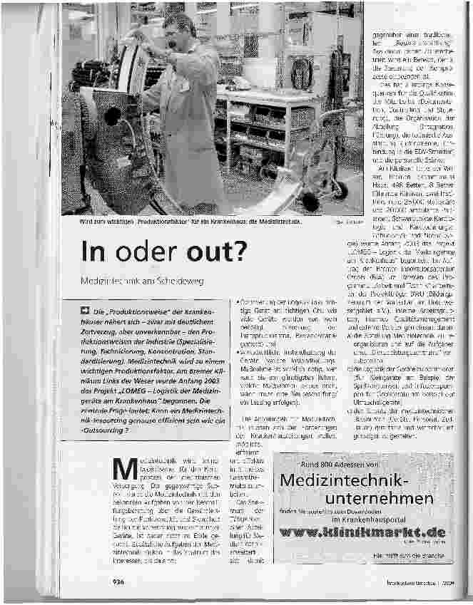 Vorschauseite 1: In oder out? Medizintechnik am Scheideweg