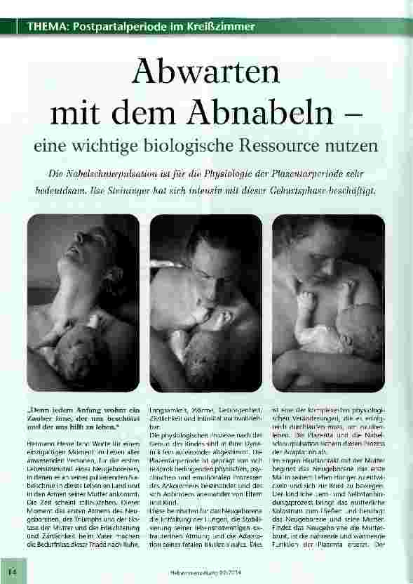 Vorschauseite 1: Abwarten mit dem Abnabeln -eine wichtige biologische Ressource nutzen