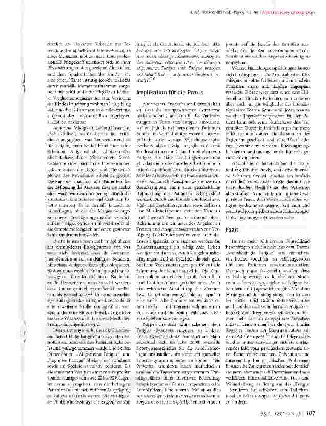 Vorschauseite 5: „Wahrnehmung der krebsbedingten Fatigue durch Pflegekräfte und Patienten in der pädiatrischen Onkologie