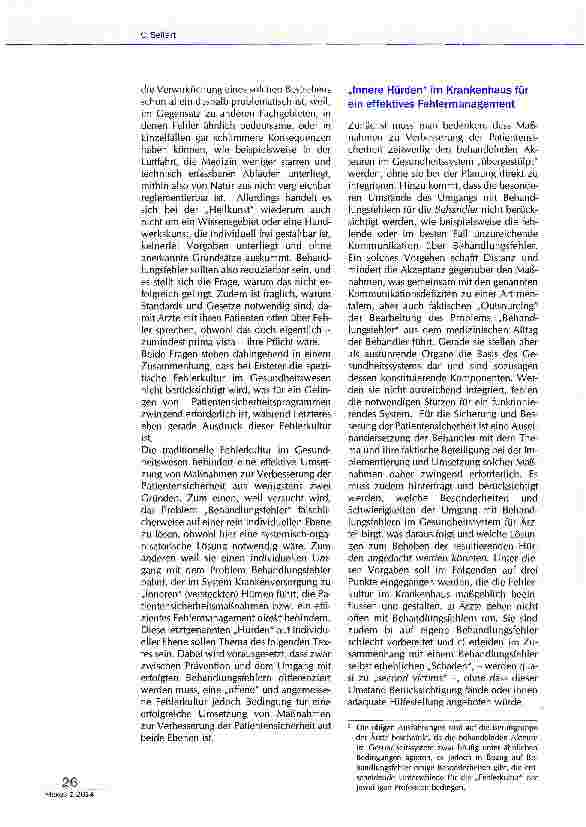 Vorschauseite 2: Die Notwendigkeit zur Berücksichtigung der spezifischen Fehlerkultur im Gesundheitswesen für ein effizientes Fehlermanagement