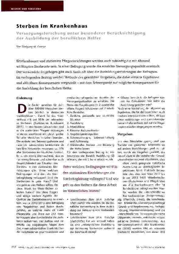 Vorschauseite 1: Sterben im Krankenhaus