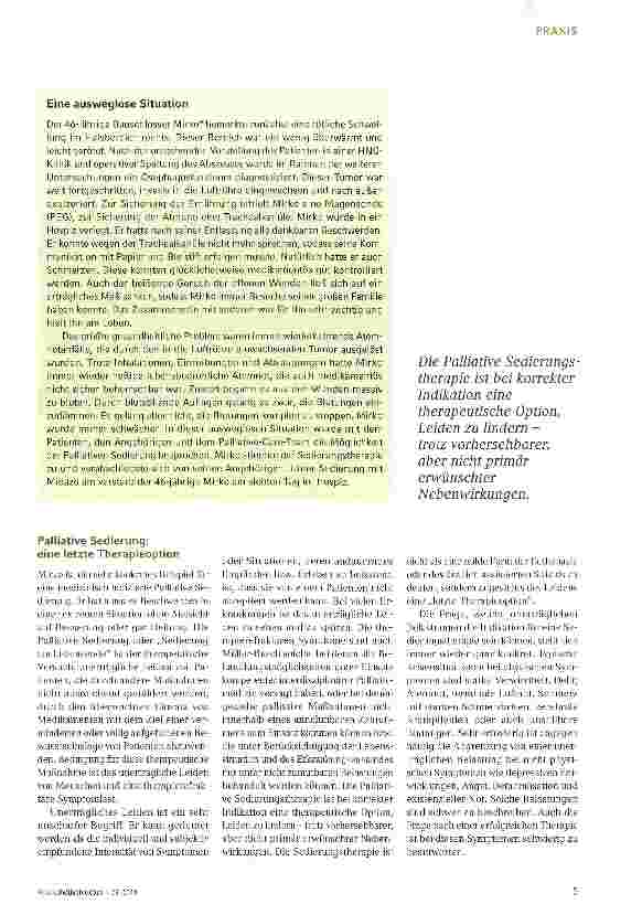 Vorschauseite 2: Palliative Sedierung -eine therapeutische Option