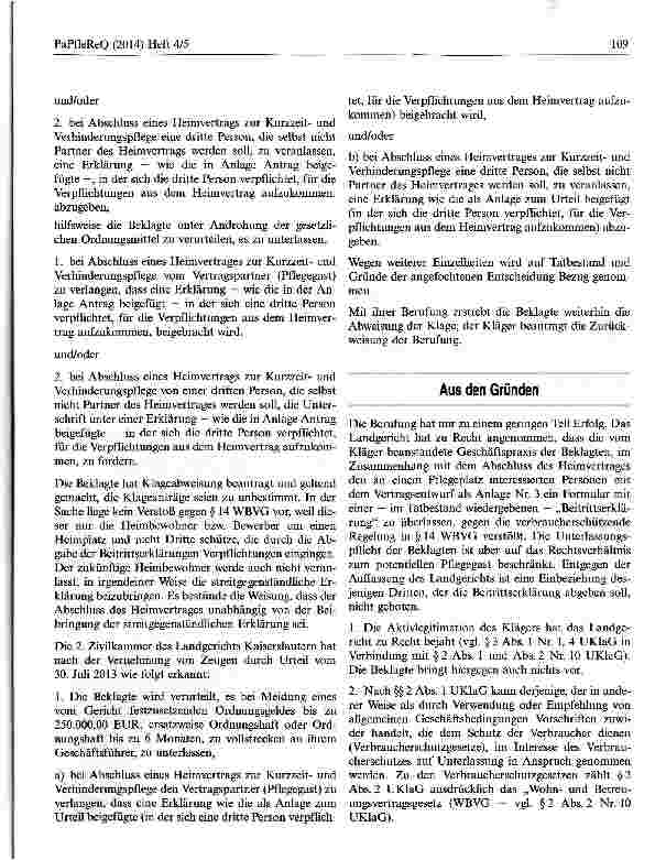 Vorschauseite 2: Kosten der Heimunterbringung dürfen nicht unbegrenzt auf Angehörige oder ehrenamtliche Betreuer abgewälzt werden