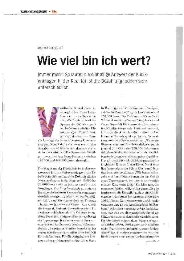 Vorschauseite 1: Wie viel bin ich wert?