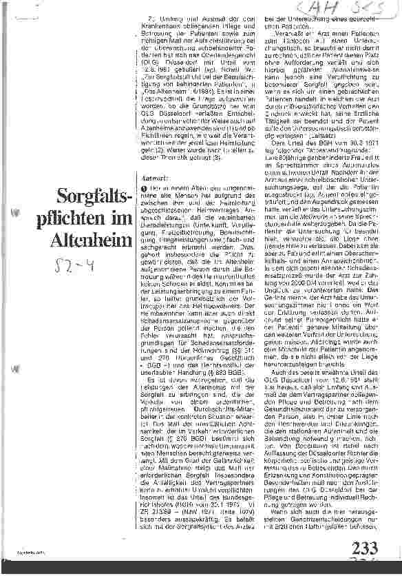 Vorschauseite 1: Sorgfaltspflichten im Altenheim