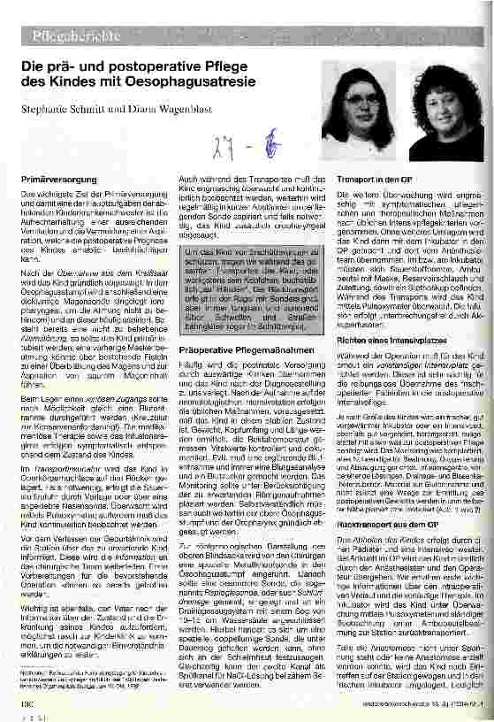 Vorschauseite 1: Die präund postoperative Pflege des Kindes mit Oesophagusatresie