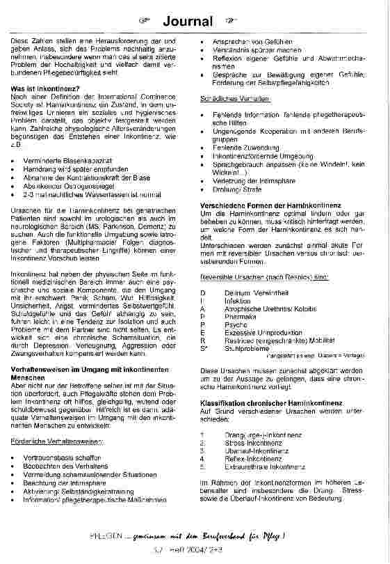 Vorschauseite 2: Inkontinenz - Tabuthema der Pflege