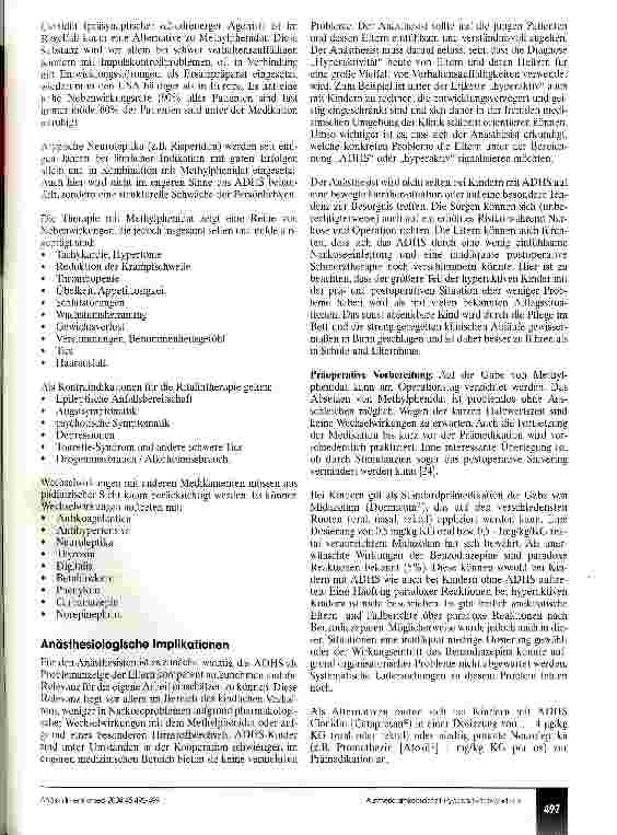 Vorschauseite 6: Aufmerksamkeitsdefizit-Hyperaktivitätssyndrom (ADHS) im Kindesalter - psychologische und anästhesiologische Aspekte