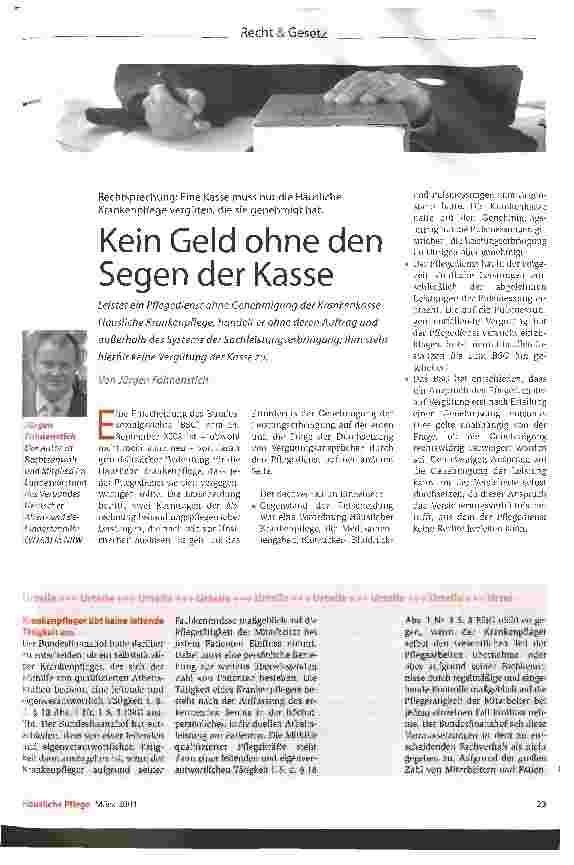Vorschauseite 1: Kein Geld ohne den Segen der Kasse