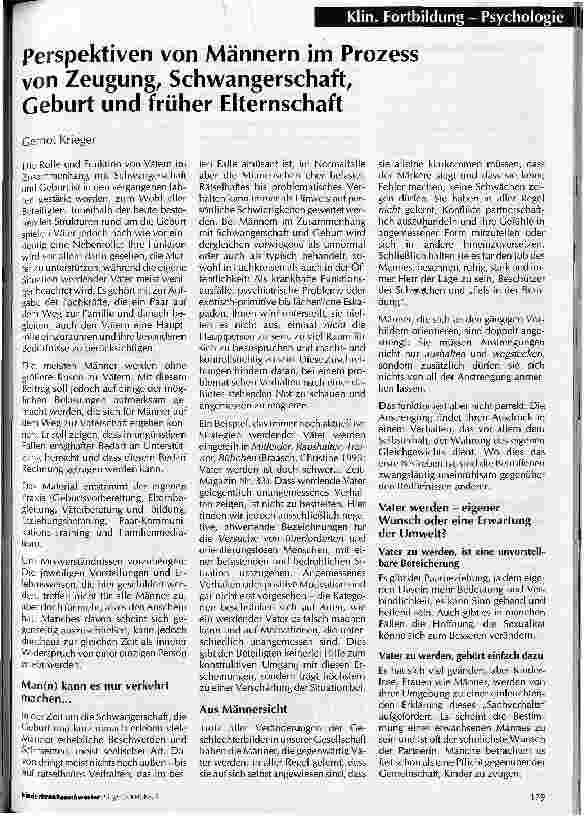 Vorschauseite 1: Perspektiven von Männern im Prozess von Zeugung, Schwangerschaft, Geburt und früher Elternschaft