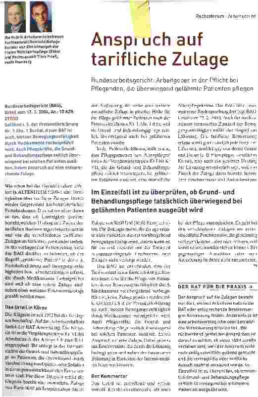 Vorschauseite 1: Anspruch auf tarifliche Zulage