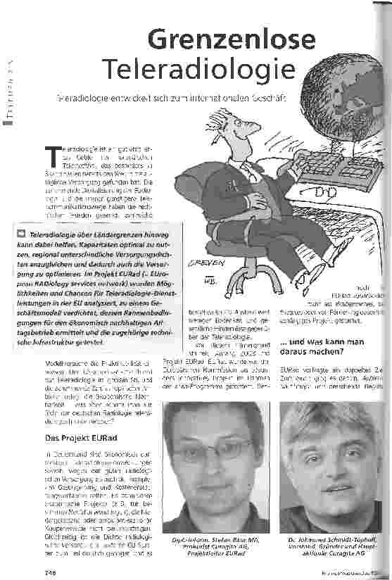 Vorschauseite 1: Grenzenlose TeleradiologieTeleradiotogie entwickelt sich zum internationalen Geschäft