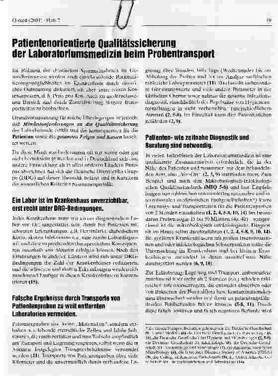 Vorschauseite 1: Patientenorientierte Qualitätssicherungder Laboratoriumsmedizin beim Probentransport