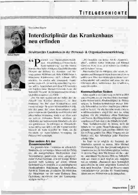 Vorschauseite 1: Interdisziplinär das Krankenhaus neu erfindenStrukturelles Umdenken in der Personal- & Organisationsentwicklung