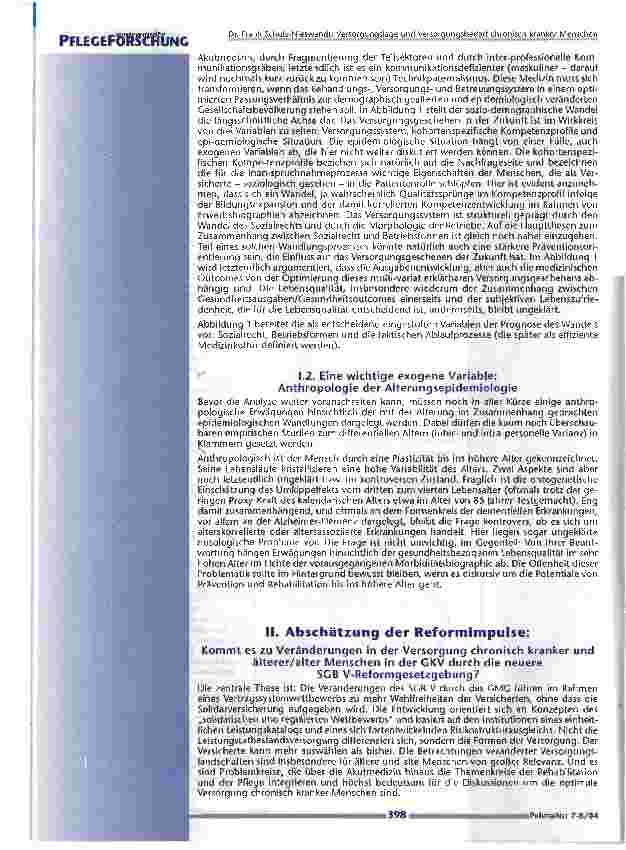 Vorschauseite 3: Versorgungslage und Versorgungsbedarf chronisch kranker MenschenNeue Impulse infolge der Reform des SGB V durch das GMG? Ein Beitrag zur Betriebsformenlehre der Medizinanthropolog…