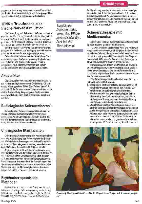 Vorschauseite 3: Den Schmerz an die Hand nehmen Tumorschmerzen können heute mit Medikamenten und auch durch pflegerische Betreuung gelindert werden