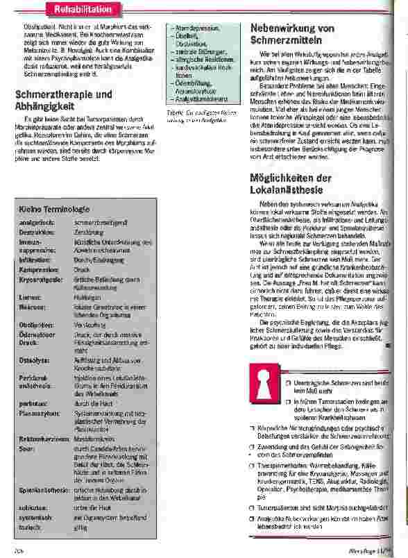 Vorschauseite 4: Den Schmerz an die Hand nehmen Tumorschmerzen können heute mit Medikamenten und auch durch pflegerische Betreuung gelindert werden