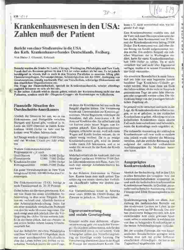 Vorschauseite 1: Krankenhauswesen in den USA: Zahlen muß der Patient