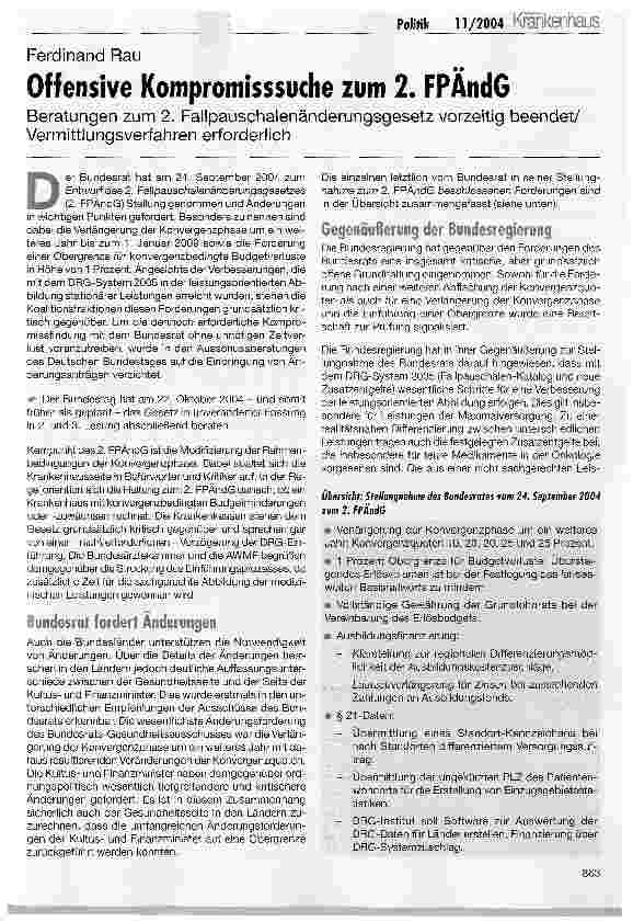 Vorschauseite 1: Offensive Kompromisssuche zum 2. FPÄndG