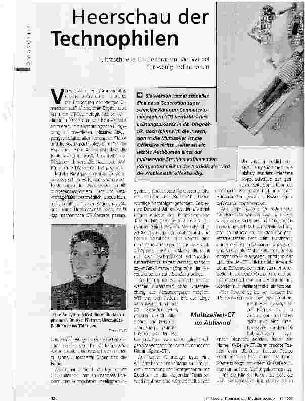 Vorschauseite 1: Heerschau der TechnophilenUltraschnelle CT-Generation: viel Wirbel für wenig Indikationen