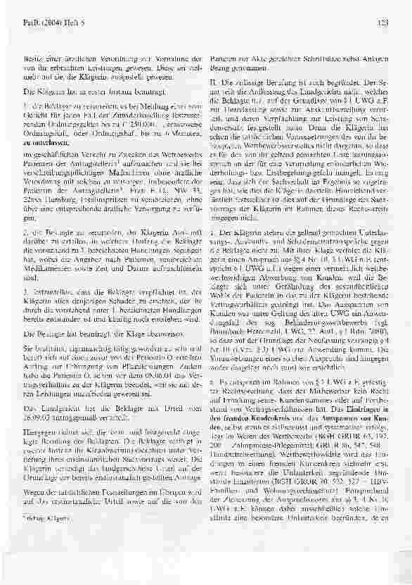 Vorschauseite 2: Insulinspritze. Hanseatisches Oberlandesgericht, Urteil vom 27. August 2004 - 5 U 192/03 (rechtskräftig)