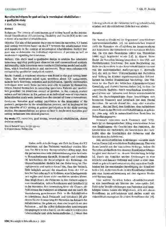 Vorschauseite 2: Narrative Zielvereinbarungsgespräche in der Neurorehabilitation -eine qualitative Studie